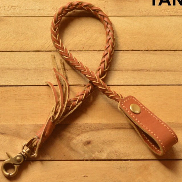 tali dompet anyaman kulit | wallet chain kulit asli | rantai dompet