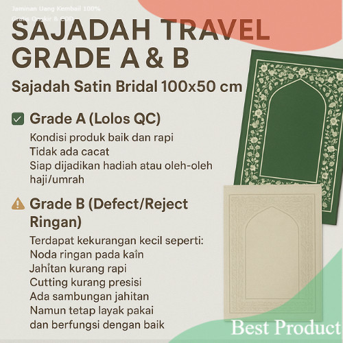 Sajadah Travel Free Label + tile Satin Premium |Sajadah tahlilan 40 hari Sajadah Custom Nama Tahlila