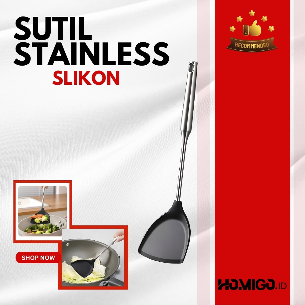 Alat Masak Spatula silicone Sodet Irus Sendok Sayur silicone Romania Stainless Steel Premium Peganga