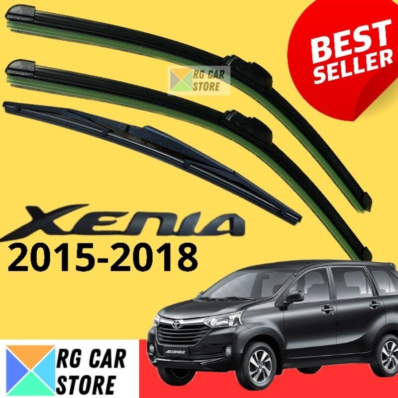 Wiper Kaca Mobil Xenia 2015-2018 Depan Belakang Komplit Model Full Karet