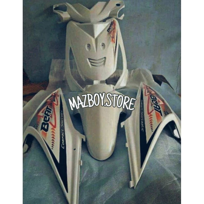 BEAT KARBU PUTIH PLUS STRIPING || FULL SET BODY HALUS BEAT KARBU PLUS STICKER || FULL SET BODY HALUS