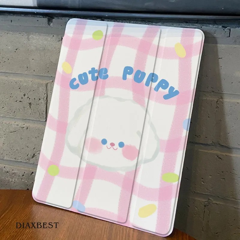 Anak anjing yang lucu Case Tablet 2in1 Bisa Dilipat + Anti Jatuh Cocok untuk ipad Air1/2 Gen 5/6 9,7