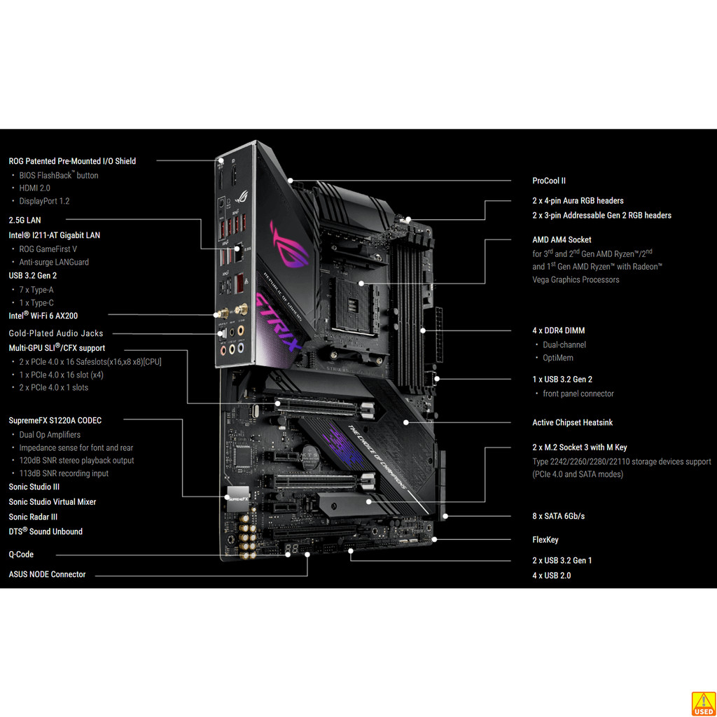 ASUS ROG STRIX X570E GAMING Motherboard Socket AM4 CPU DDR4 4400(OC) MHz Memory Chipset X570 ATX Mai