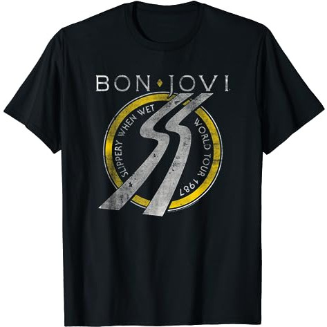 Baju Kaos Dewasa Bon Jovi Slippery When Wet World Tour   Design