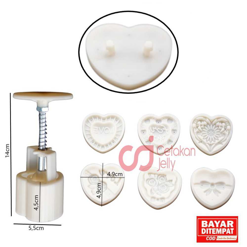CJ Cetakan Nastar Taiwan Moon Cake Love Hati 50 Gr 6 Model Kue Kering