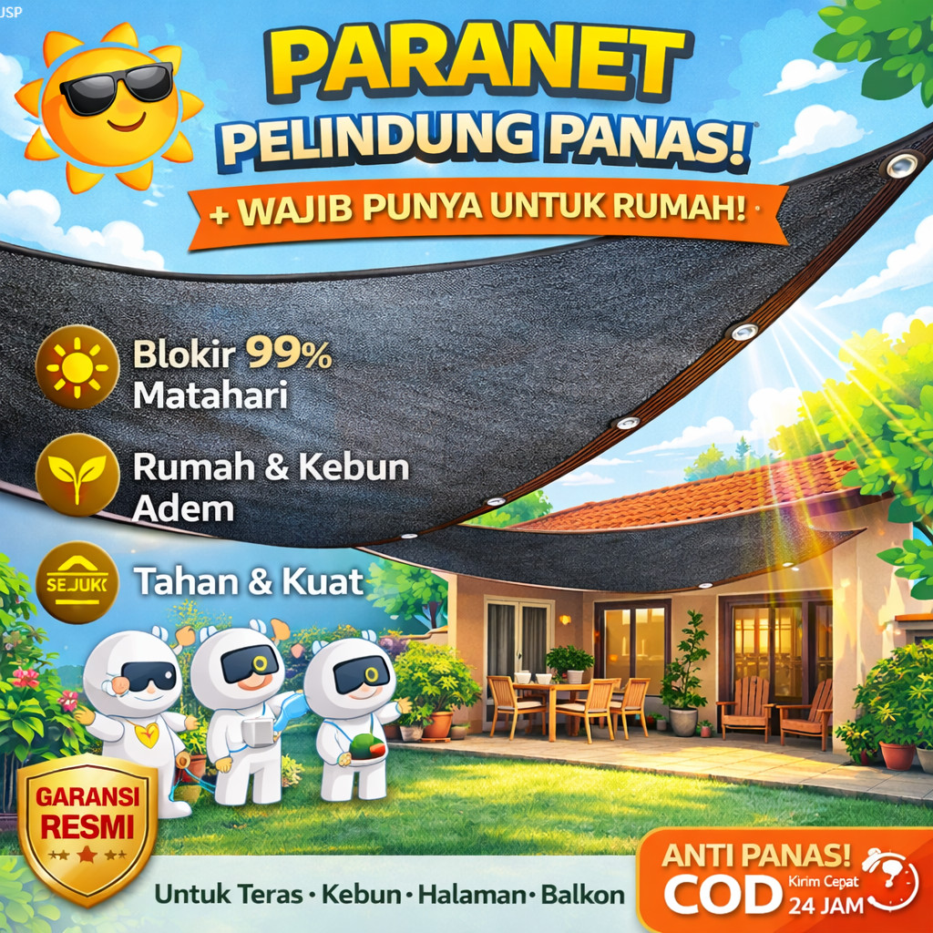 Paranet Jaring Peneduh Tanaman 99% 95% 65% 75% 85% | Jaring Hitam Anti UV Penutup Kebun Greenhouse |