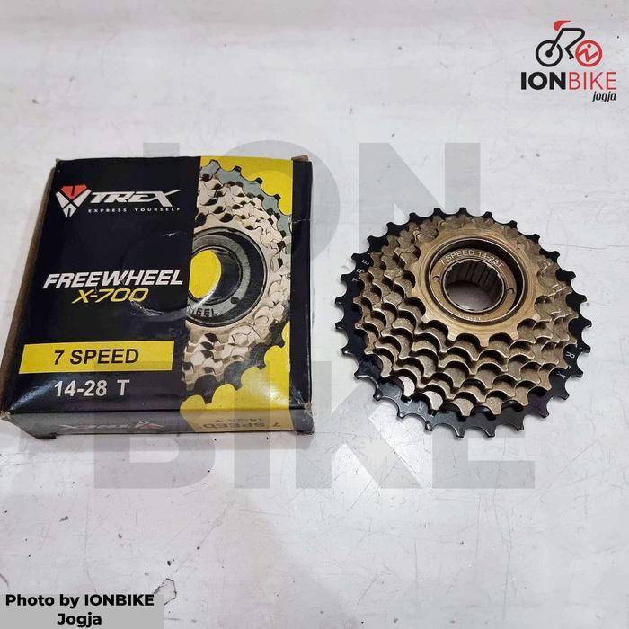 Freewheel Sprocket 7 Speed TREX 14 - 28 T Drat Ulir Free Wheel Sproket 7sp 14-28T 28T Sepeda MTB Lip
