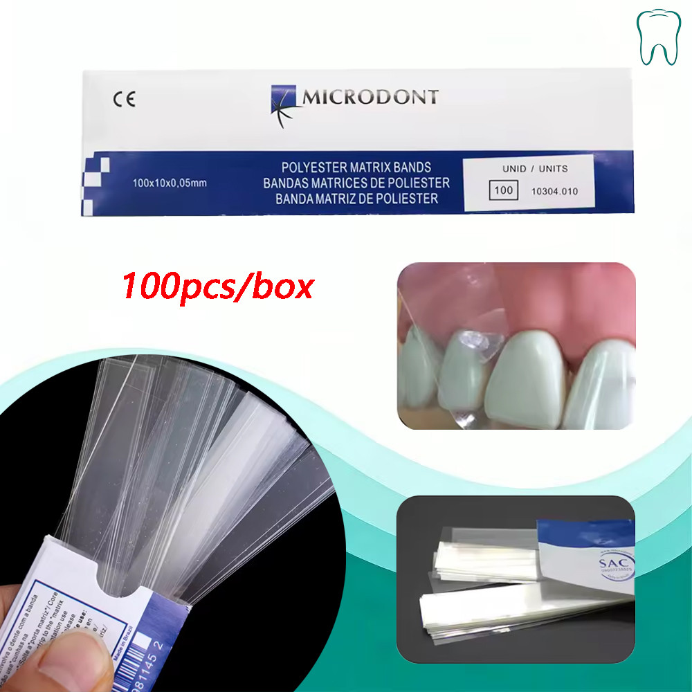 Gigi Dokter 100 Lembar / Box Pita Matriks Poliester Gigi / Bahan Matriks Gigi Tanpa Penjepit Matriks