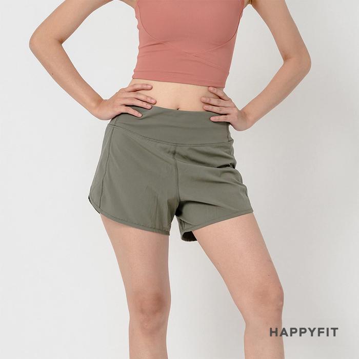 HAPPYFIT Rush & Run Mid Short Pants - Celana Pendek Olahraga Wanita - Olive Green, S