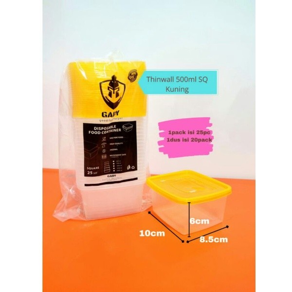 Joyceo Thinwall SQ Warna  500ml / Thinwall Kotak Persegi warna  500ml