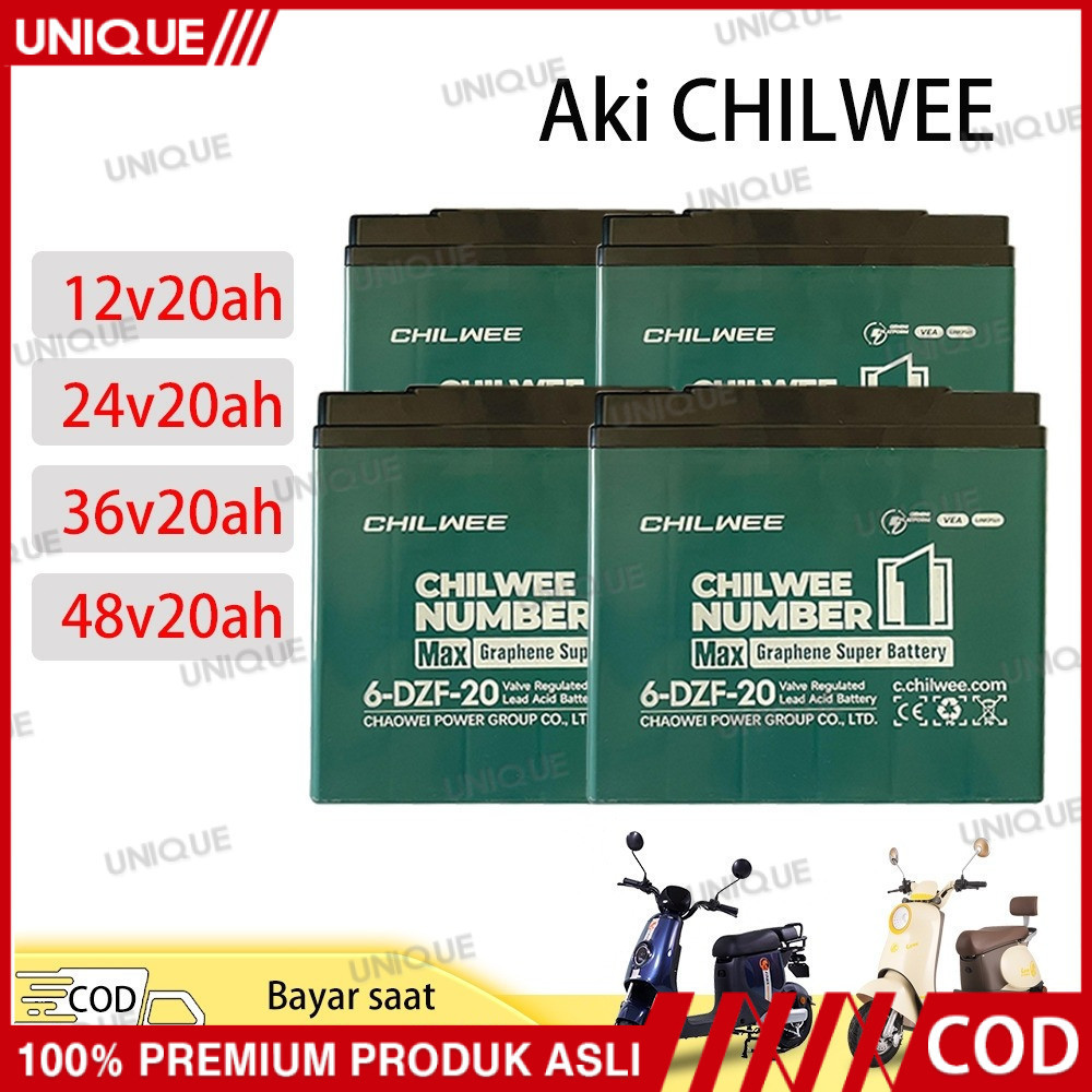 CHILWEE AKI / BATERAI SEPEDA LISTRIK 12V/24V/36V/48V 20AH/12AH ORIGINAL Garansi Resmi