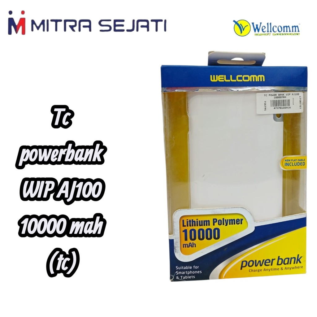 Wellcomm Powerbank WIP AJ100 10000mAh Fast Charging & Tahan Lama