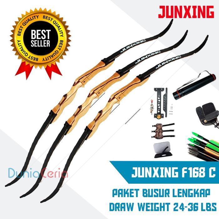 FULLSET Busur Panah Junxing F168 C Recurve Bow Siap Pakai - 26lbs