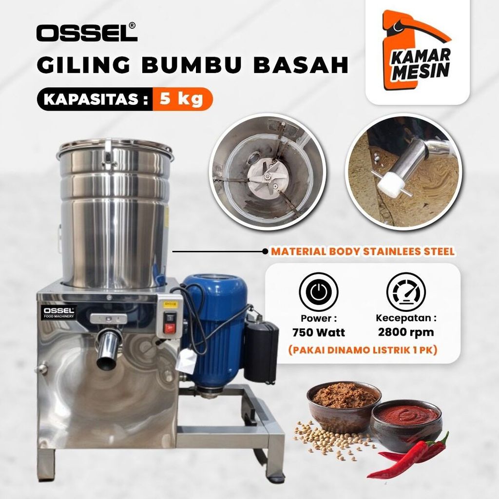 OSSEL Mesin Giling Bumbu Basah Gilingan Bumbu Basah 5 Kg Stainless Steel OSSEL