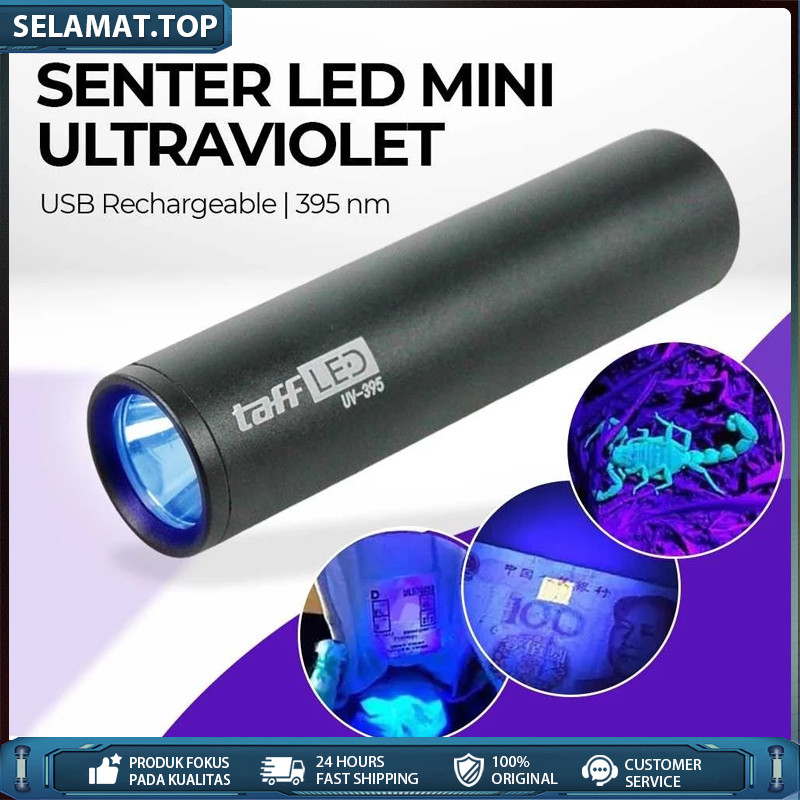 Taffled Senter LED Mini Ultraviolet USB Rechargeable 395nm 365nm - UV-395 S11-Z ORIGINAL GENUINE PRO