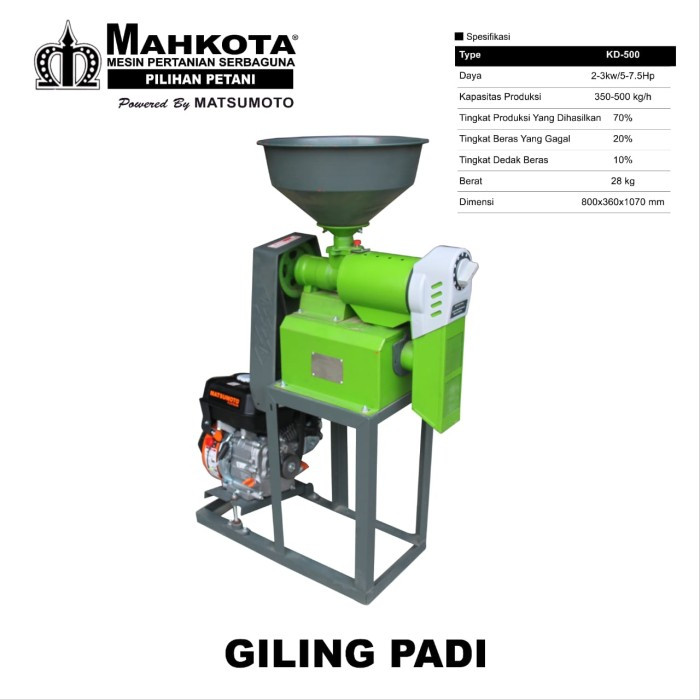 MAHKOTA KD500 / Mesin Giling Padi Mahkota KD500 / Rice Polisher Kebi Mini Giling Padi Mini Selep Ber