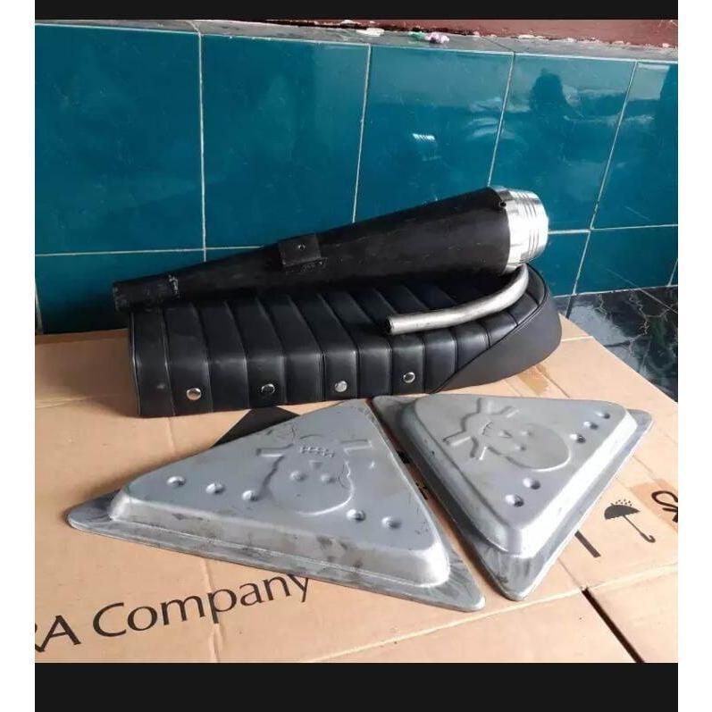 [GM] knalpot japstyle dan jok + box aki motor custom castem klasik classic MOTOR CUSTOM