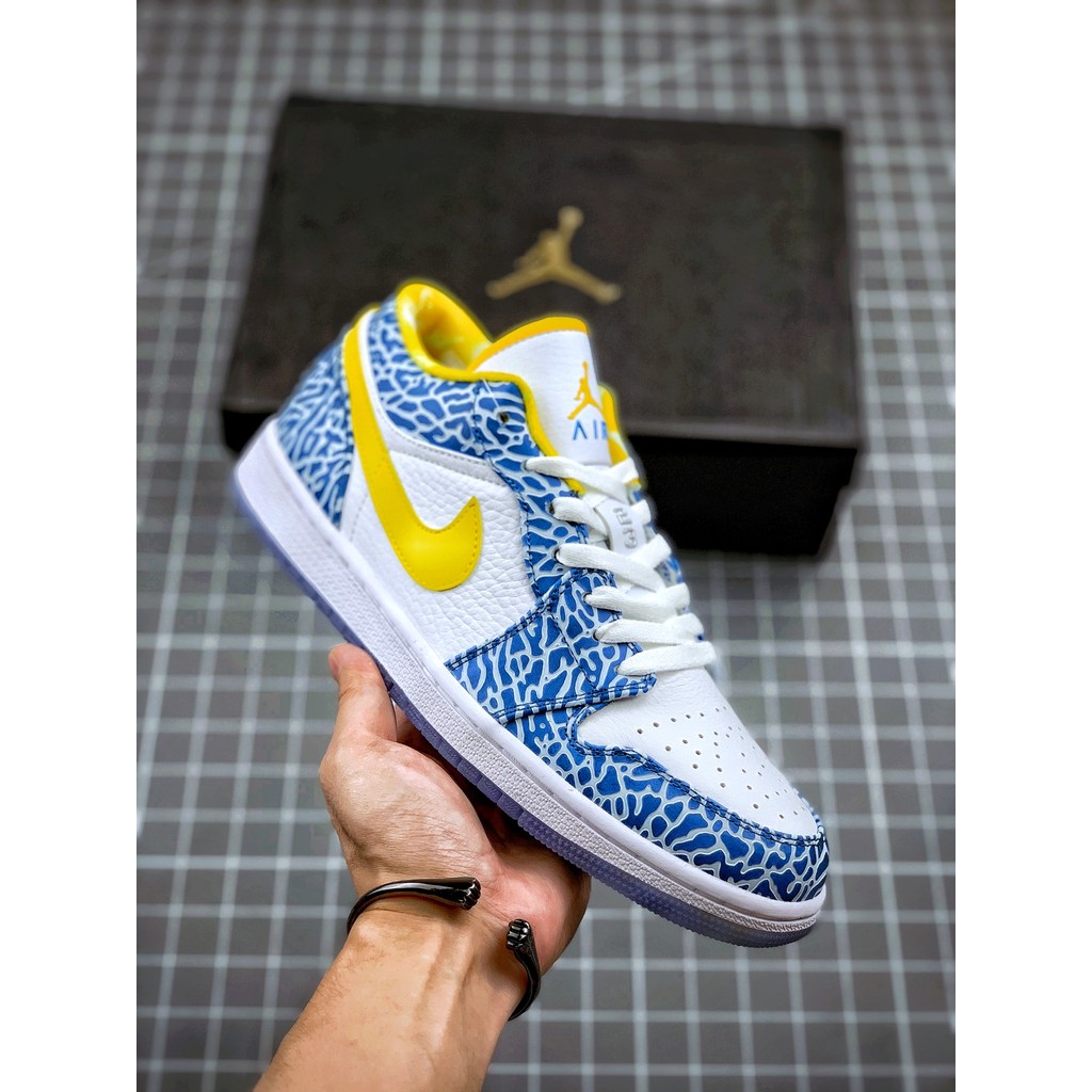 Air Jordan 1 Low Blue Yellow Crystal Original Sepatu Valentine