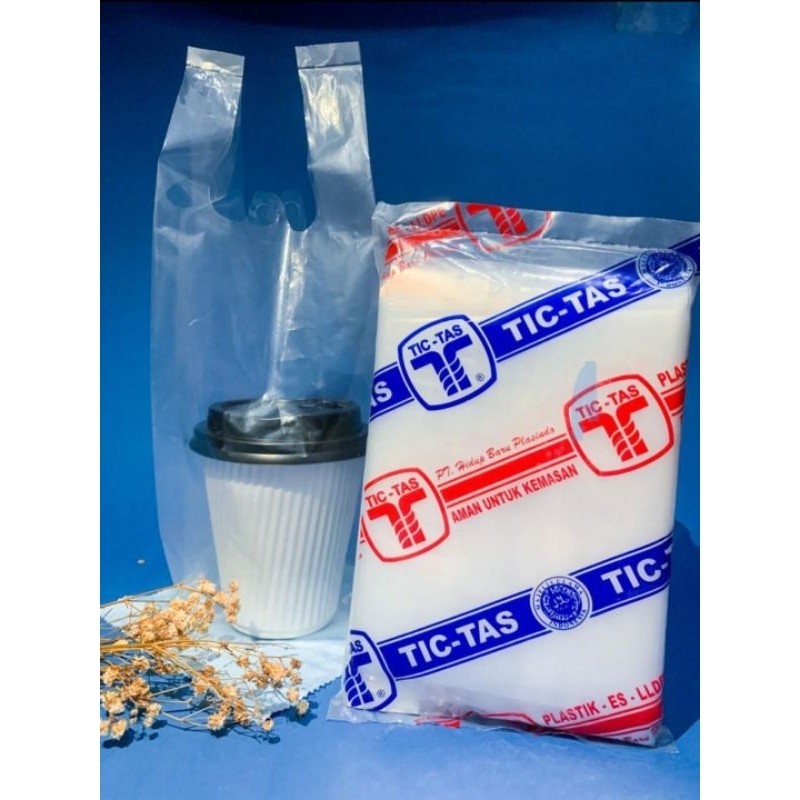 50pcs Kantong Plastik Bening Cup Gelas TICTAS / Kresek  tebal kuat / plastik wadah cup gelas 10-22oz