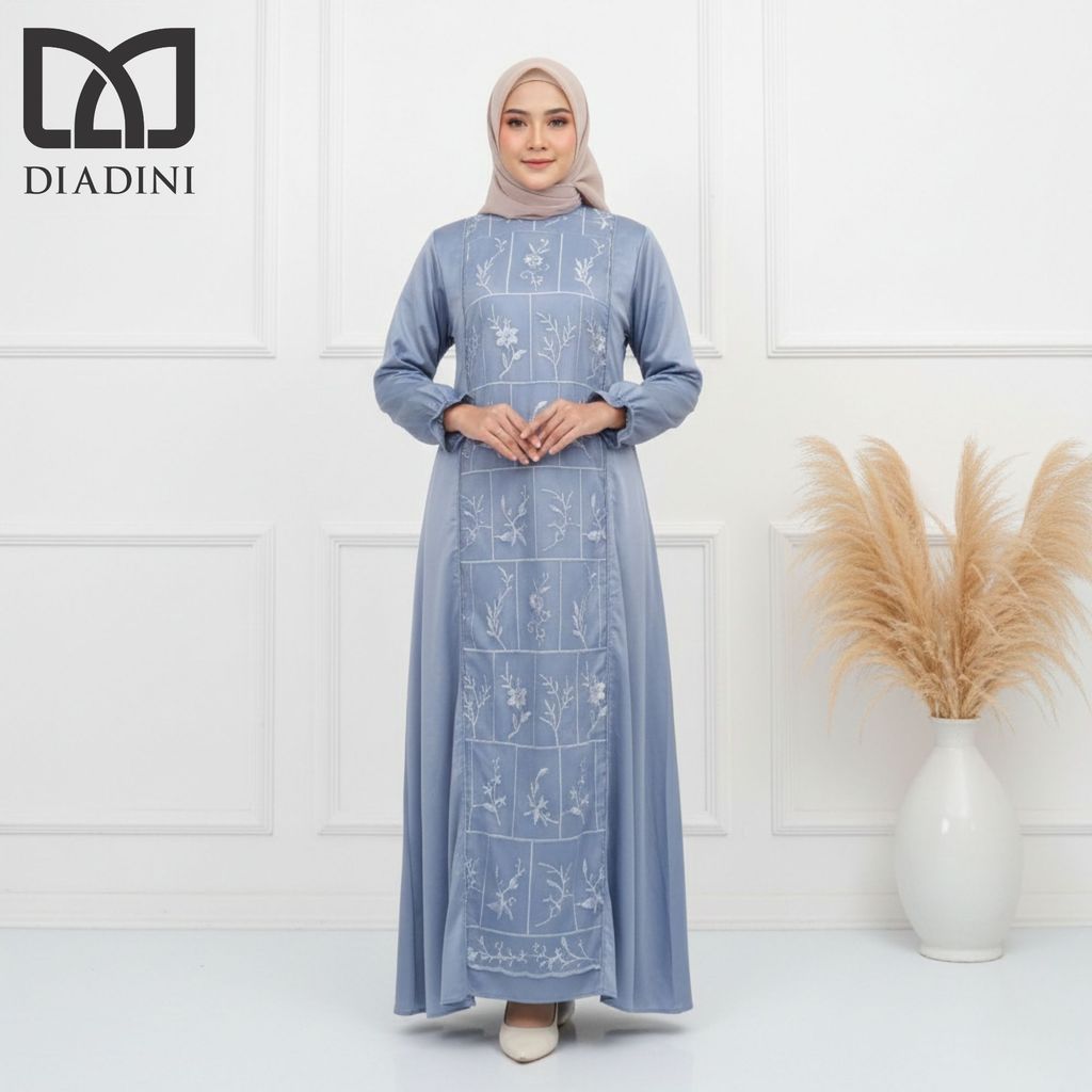 DIADINI – Kanaya Gamis Wanita Fashion Party Muslim Brokat, Dress Panjang Eksklusif untuk Kondangan