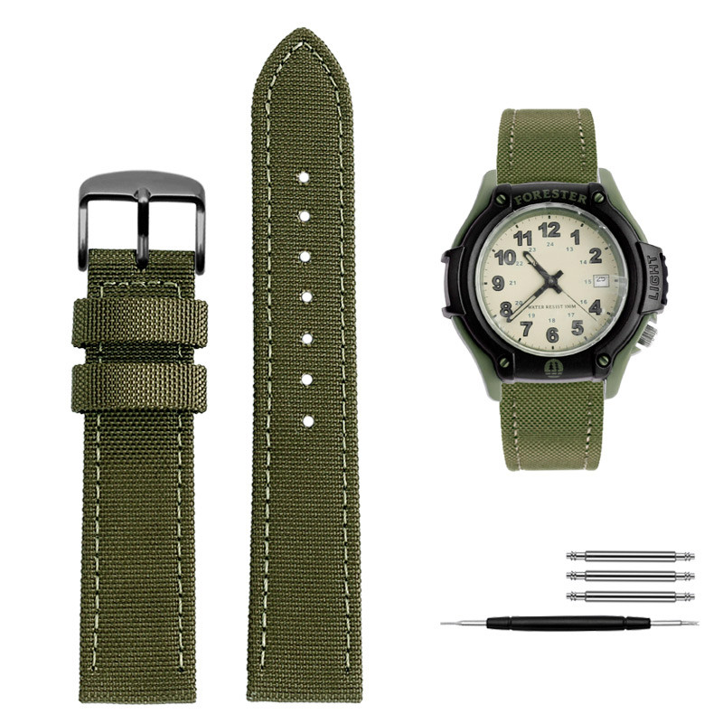 Waterproof canvas watband for Casio Forester classic retro forest Men's FT-500WC-3B / 5B nylon strap