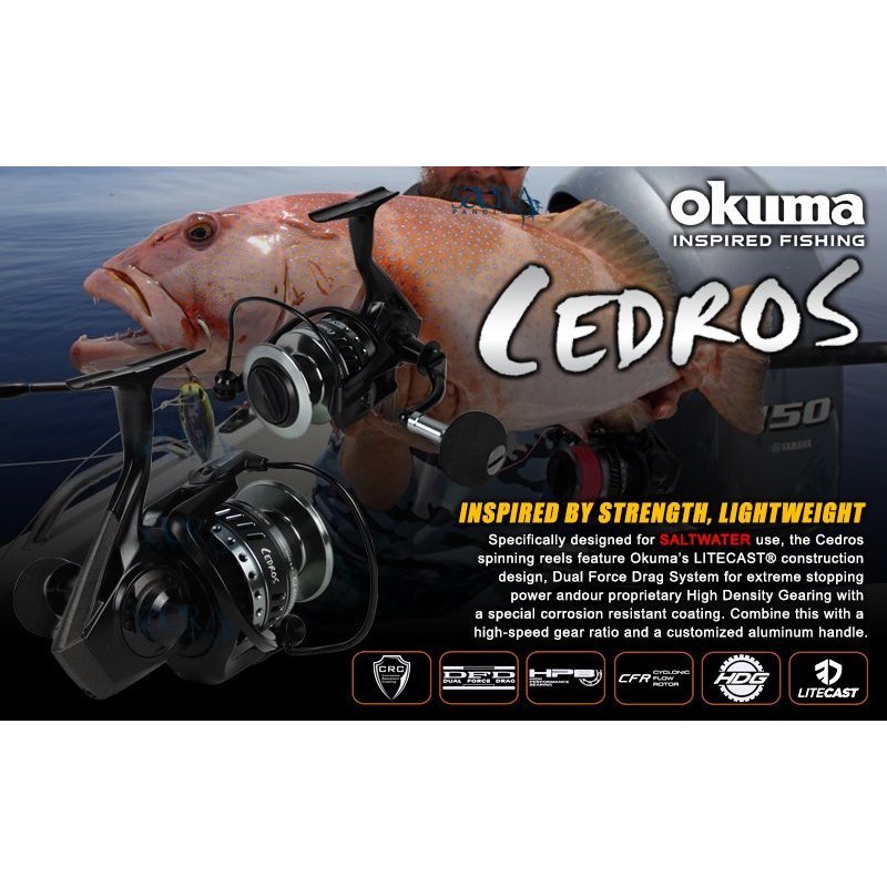 Reel Okuma Cedros Power Handle Salt Water Ukuran 4000H,  6000H, 8000, 10000, 14000