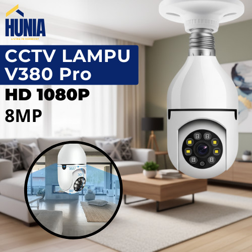 CCTV V380 Pro Tanpa Kabel 8MP CCTV Lampu Bohlam Indoor Wifi 360 PTZ