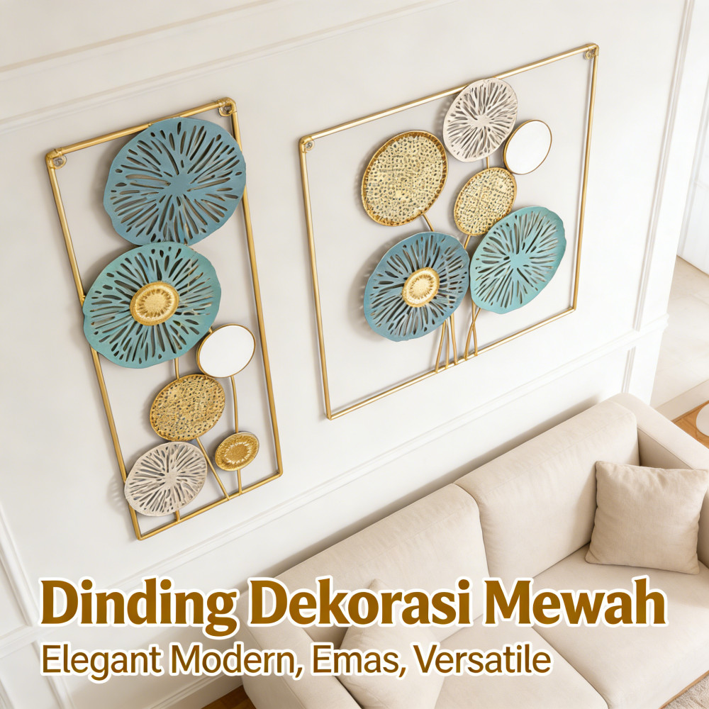 Metal Gold Ginko Leaf Scandinavian Frame WALL Decor Hiasan Dinding