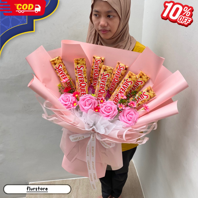 PROMO Buket Coklat Jumbo Silverqueen 55 Gram Tahan Lama