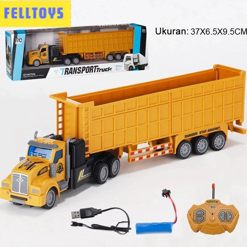 GENAOLSHOP Mainan Truk Semi Trailer Remote Control Dump Truck Remote Control Truk Pasir Kontruksi Ex