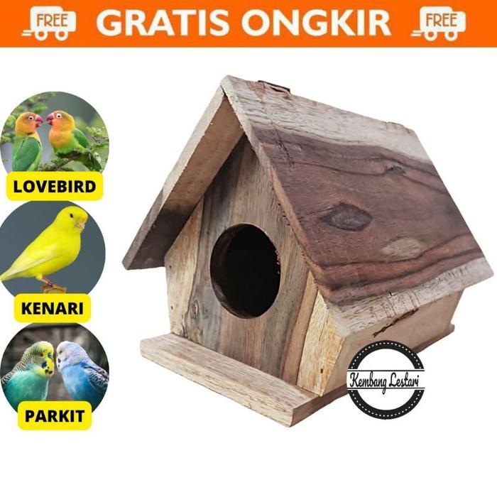 GLODOK RUMAH SEGITIGA PINTU ATAS KAYU GLODOK PARKIT LOVEBIRD SARANG TELUR BURUNG - Not Specified