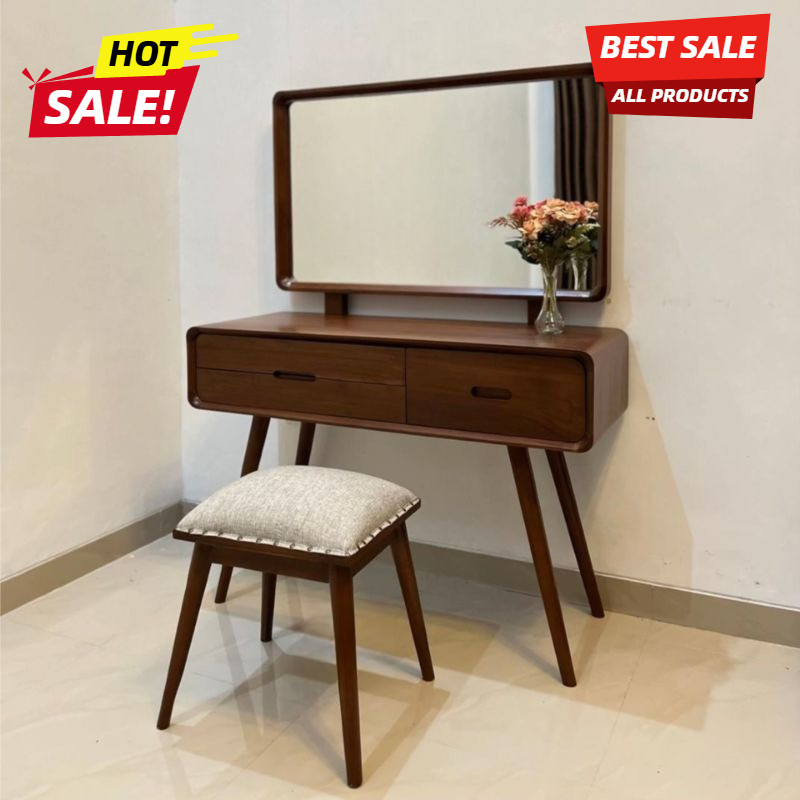 Meja Rias Kayu Jati Solid | Meja Rias Minimalis Retro | Furniture Jepara Asli | Meja Rias Jati Elega