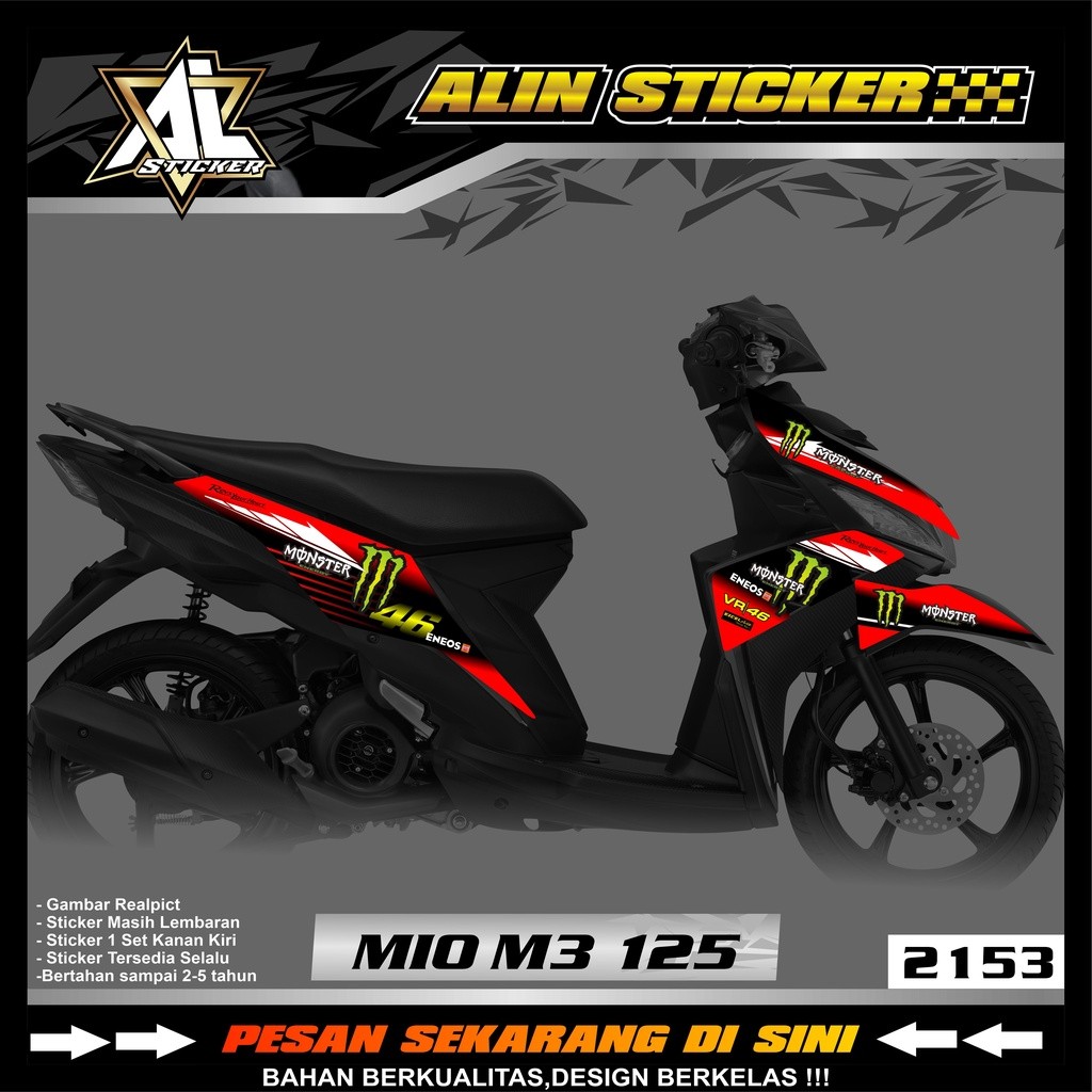 2153 Sticker Striping Semi Full MIO M3 125 variasi MONSTER