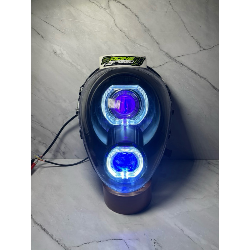reflektor lampu depan biled 4.5 inch + 2.5 inch scopy karbu atau fi tinggalpasang lampu biled motor