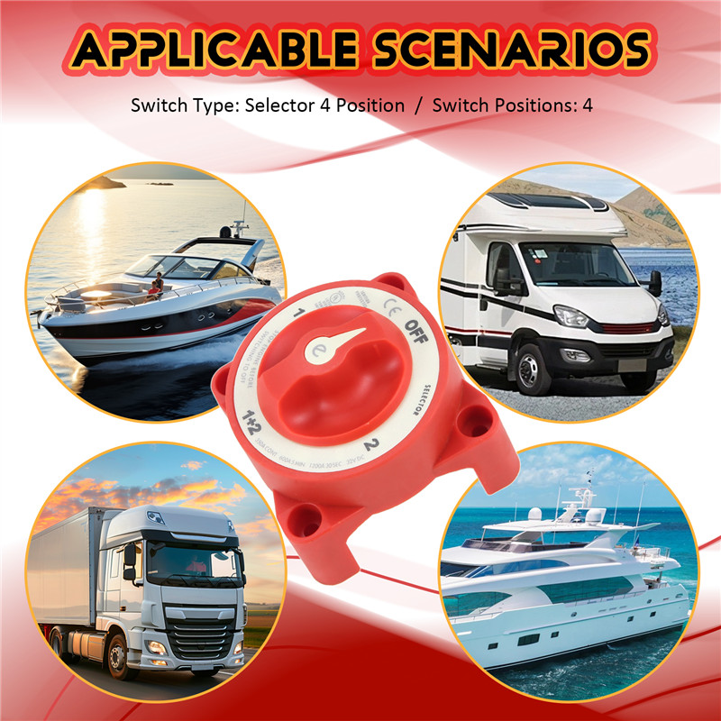 N62R-DC 32V 350A Battery Switch 4-Position Selector Marine Boat Battery Selector Switch Disconnect F