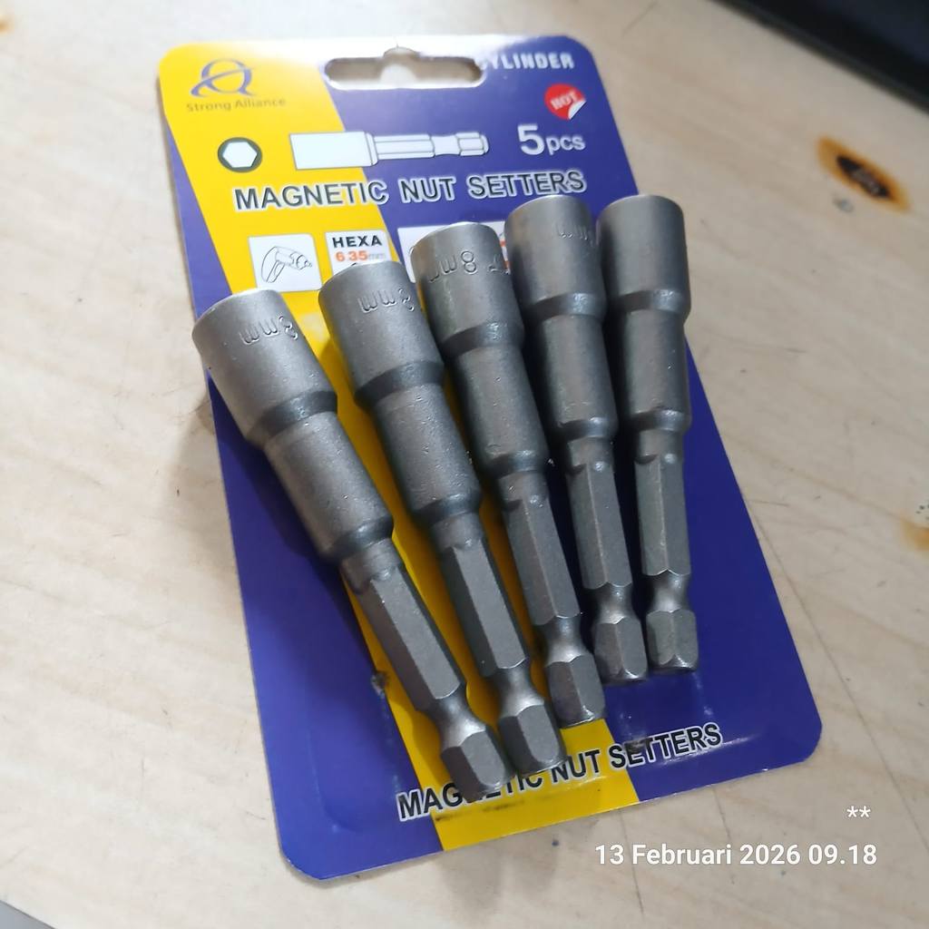 5 PCS Obeng Sock Roofing 8 x 65 mm Mata Bor Sock Baut Baja Ringan Magnet Termurah Berkualitas MATA B