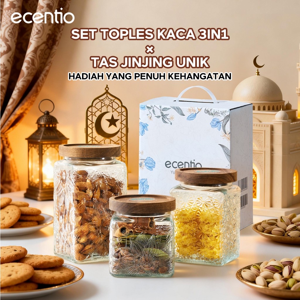[Shop Live] ecentio toples lebaran toples kaca toples kaca kedap udara toples kue kering food contai