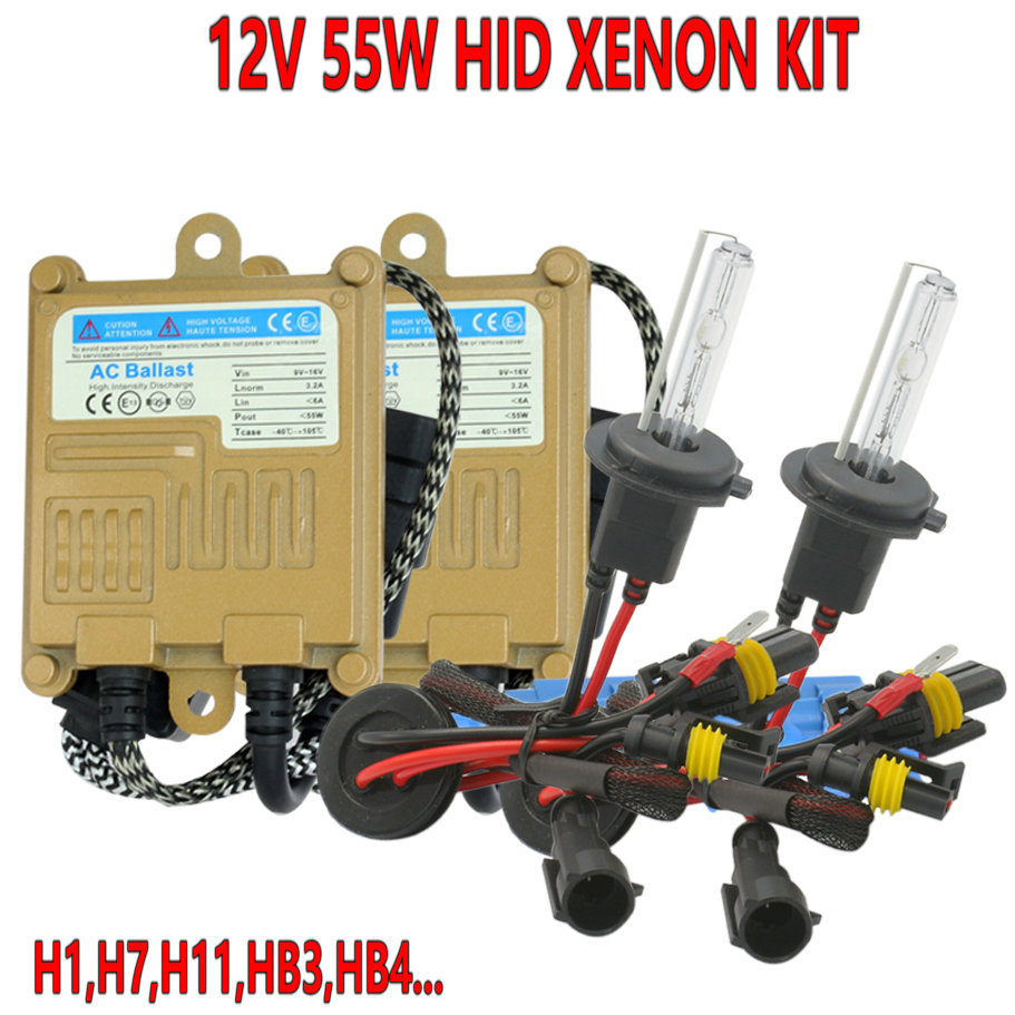 H1 H3 H7 H8 H11 9005 HB3 9006 HB4 881 H27 D2H Car Xenon Light HID Kit 12V AC Ballast Bulb 55W 6000K 