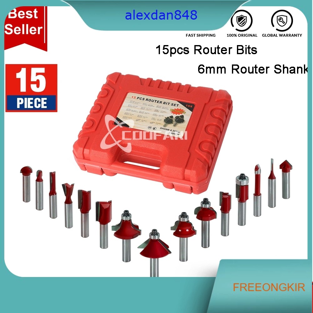 Mata Router set - Mata Profil 6mm - Mata Trimmer Set Router Bit Set 15pc