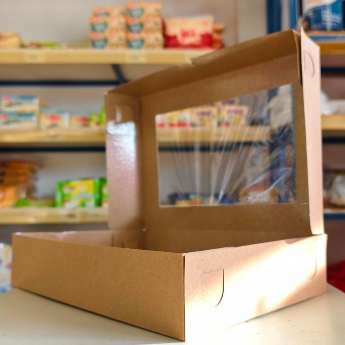 Dus Donat Kaca Isi 6 Donat (27 x 18 Cm) (Per 10Pcs) / Kotak Donat Coklat Isi 6 Donat / Kotak Donat L