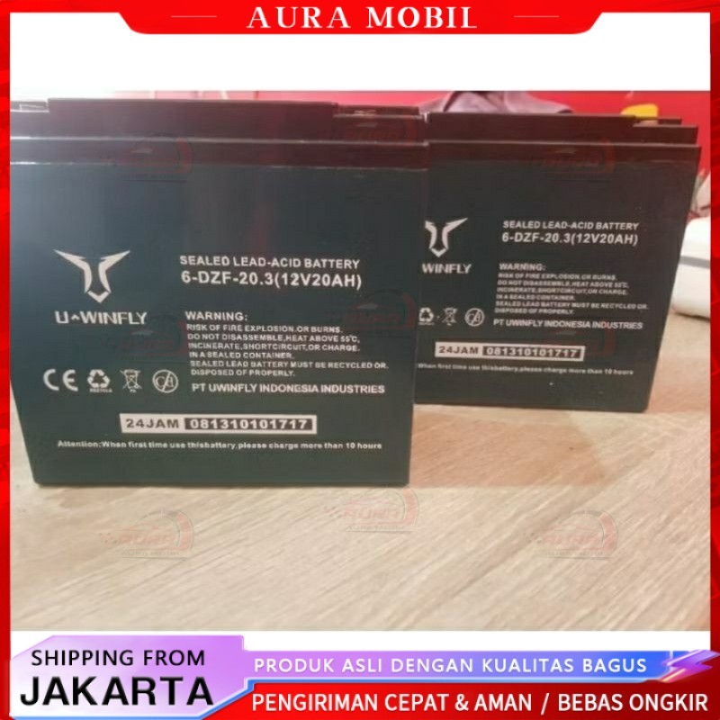Aki ECERAN merk Uwinfly dan chilwee ORIGINAL 12V 20Ah