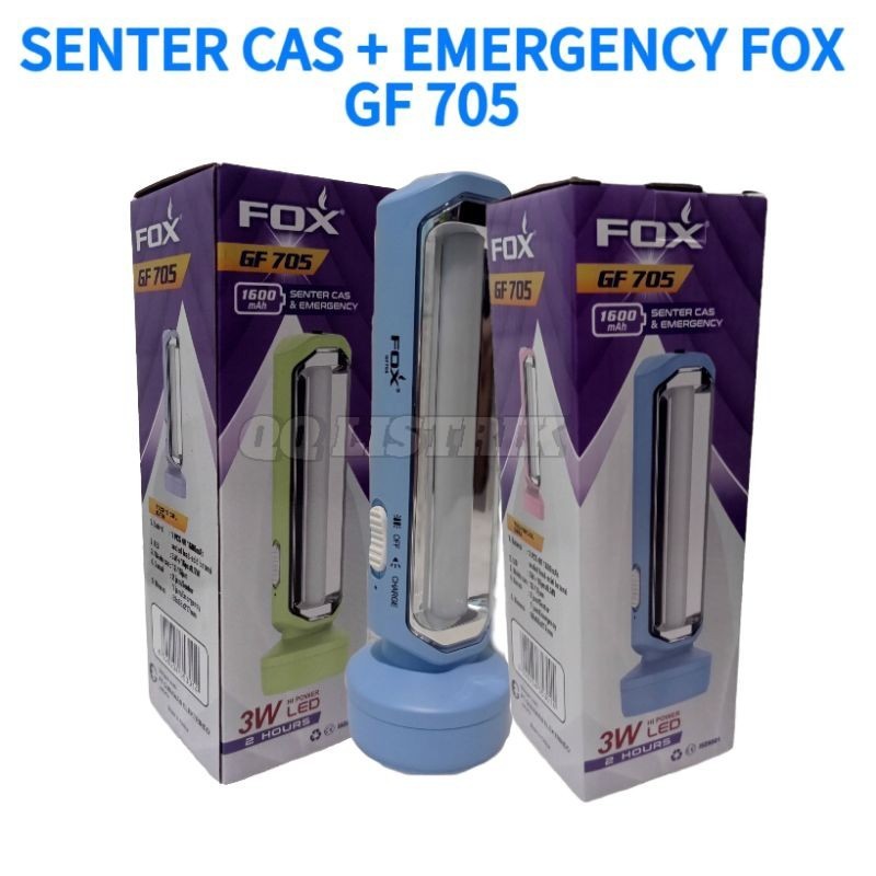 Senter cas + Emergency fox GF 705, senter tangan / senter emergency FOX GF-705