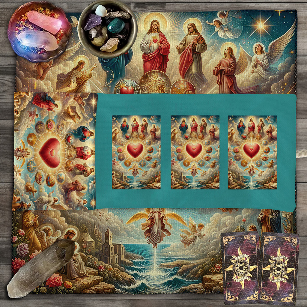 Divination Bag A Blue Background for The Sacred Heart Angel Altar ClothWrap Pouch Sacred Heart Inter