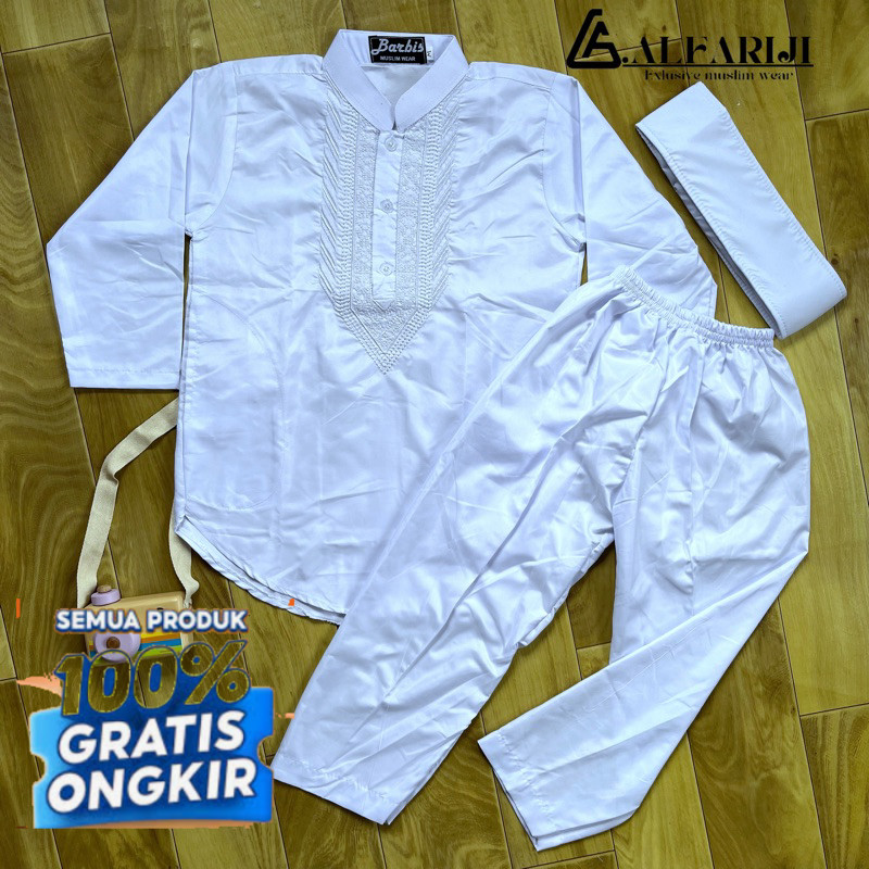 BAJU KOKO ANAK SETELAN PUTIH LENGAN PANJANG/ BAJU MANASIK NGAJI SHALAT/ TK-SD / Busana muslim /setel