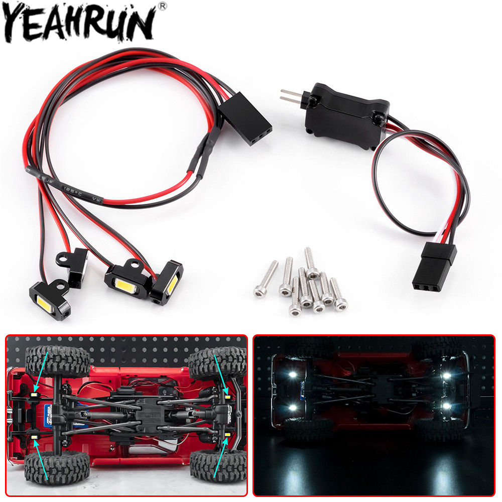 YEAHRUN Rock Lights with Controller Kit Chassis Lamp for 1/18 1/24 RC Crawler SCX24 AX24 FCX24M TRX4