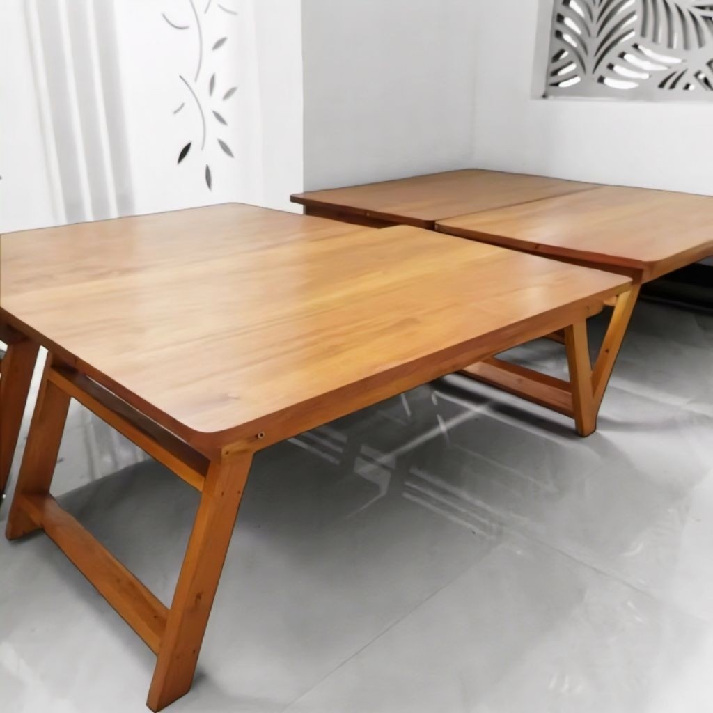 MEJA LESEHAN MEJA LIPAT KAYU JATI MEJA NGAJI MEJA BELAJAR DAMPAR KAYU JATI