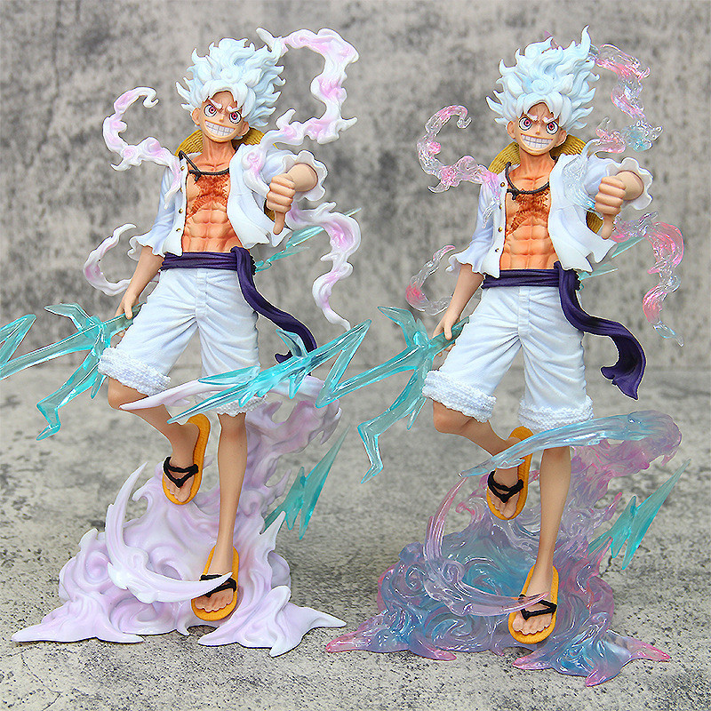23CM One Piece's figurine NY Nika Luffy Sun God 5th gear form Treang Cloud Road Flying Thunder model