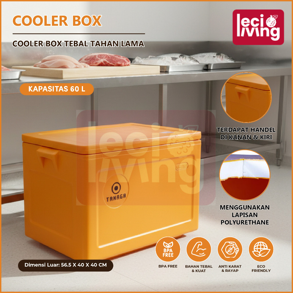 COOLER BOX 60L - Container Box / Termos Es Kotak / Ice Box / Tempat Es Batu / Daging / Ikan