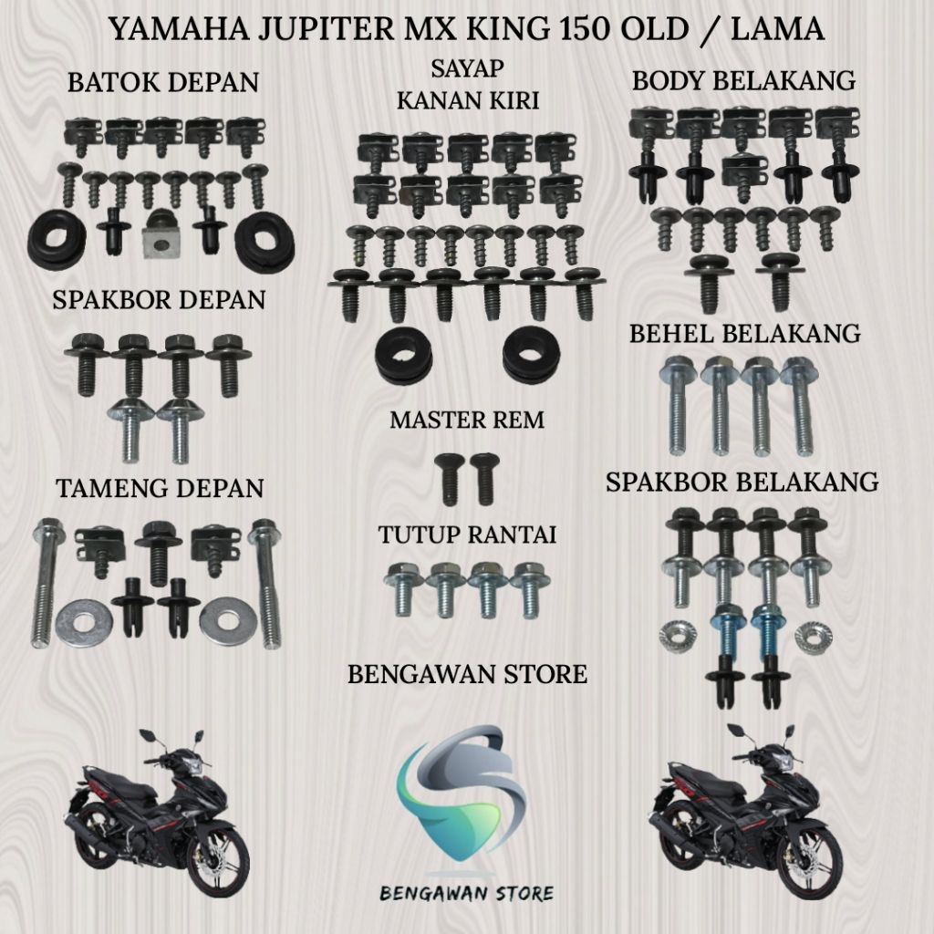 Baut Full Set Cover Bodi Body Yamaha Jupiter MX King 150 Old / Lama
