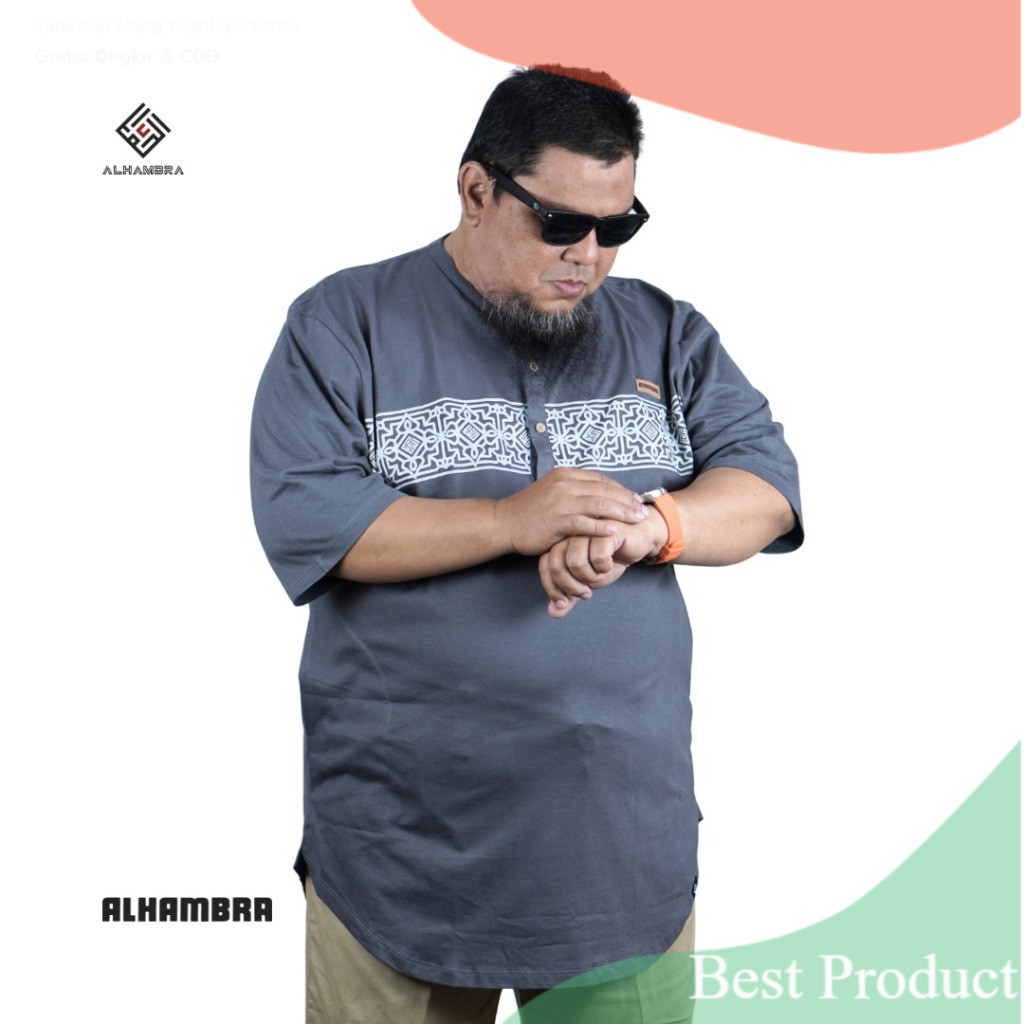 ALHAMBRA KURTA PRIA JUMBO KAOS KURTA JUMBO BIG SIZE || ATASAN KAOS KURTA KAOS SHOLAT KEREN- pakaian 